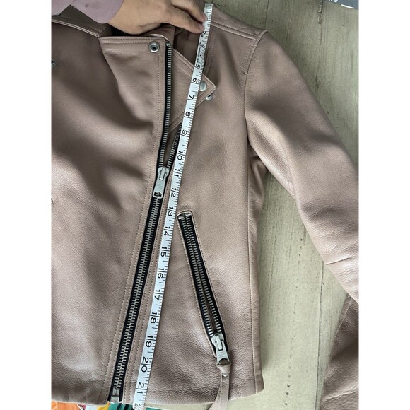 AllSaints Dalby Lamb Leather Biker Jacket Size US 4 UK8 $529 Moonlight Pink Rare - Picture 11 of 14